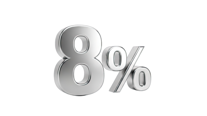 Shiny 8 Percent Sign Isolated on White Background