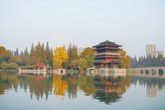 Ancient Pagoda at Hefei Lake, Anhui Province, China