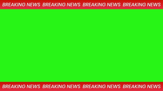 Red scrolling breaking news banner animation with seamless movement on green screen