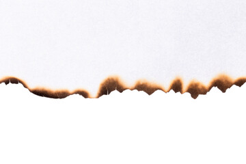 White paper with burnt edge detail and dark scorch marks