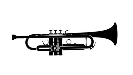 Naklejka premium Black silhouette of a trumpet musical instrument