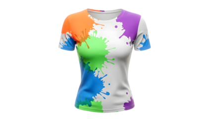 Vibrant tie dye t shirt isolated on transparent background