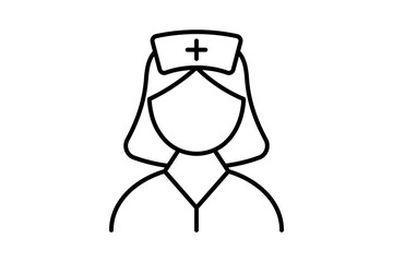 Nurse icon. Suitable for medical projects. Line icon, perfect for UI, mobile apps, websites, presentations, and infographics. Fully editable and optimized for digital and print use