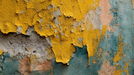 Weathered textured wall with peeling paint