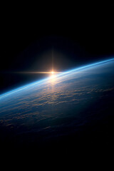 Sunrise over Earth from space during the daytime view from a spacecraft