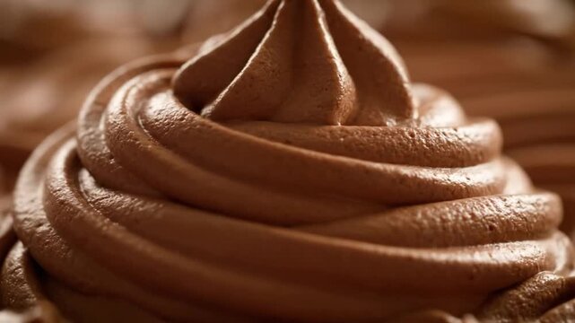 Delicious Swirls of Rich Chocolate Frosting Whipped Cream Texture