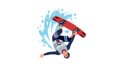 Obraz premium Energetic wakeboarding stunt in action with splash effect