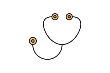 Stethoscope icon. Suitable for medical projects. Flat line icon, perfect for UI, mobile apps, websites, presentations, and infographics. Fully editable and optimized for digital and print use