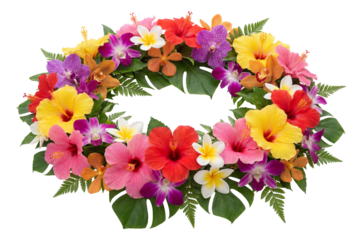 Tropical flower garland adds a vibrant touch to any sunroom.