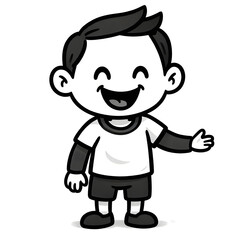Cartoon boy smiling and waving in casual outfit  