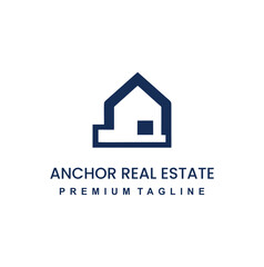 Solid navy house silhouette logo for real estate agency.