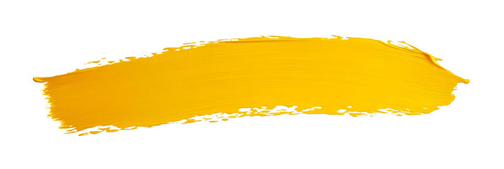 Yellow stroke of paint isolated on transparent background