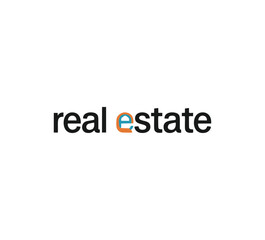 Modern real estate logo with creative letter e symbol.