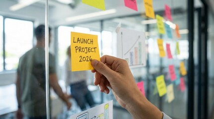 Strategic business financial planning 2026 launch project insights office setting visual data presentation collaborative environment