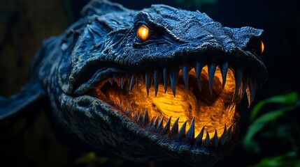 Fearsome prehistoric fish portrait.