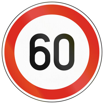Road sign used in Hungary - Speed limit 60 kmh