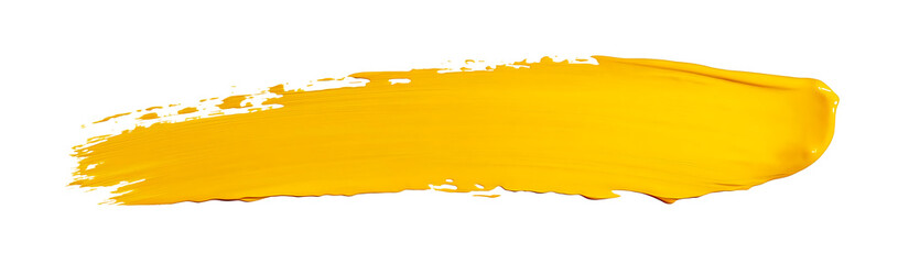 Yellow stroke of paint isolated on transparent background
