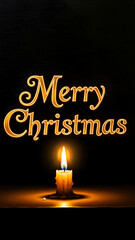 Merry Christmas Neon Sign With Candlelight, Warm Holiday Glow And Festive Celebration