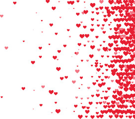 Flying hearts on a white background.