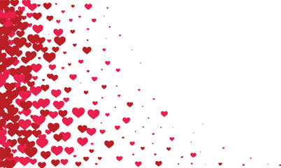 Flying hearts on a white background.