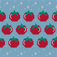Knitted tomato seamless pattern in cozy winter sweater style