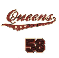 queens star grunge effect varsity print collage text typography font vintage tshirt print  © sevde