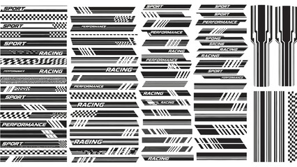 Set of abstract racing stripe decals and patterns for automotive decoration © HUANG