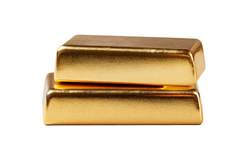 Golden Ingots of Fortune: Two meticulously crafted gold ingots, symbols of wealth, investment, and prosperity, stacked invitingly, emanating a warm, lustrous glow.