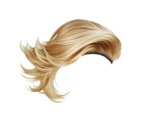  Blond human male hair wig isolated on a png transparent background.