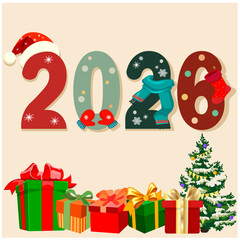 2026 inscription and gifts with background