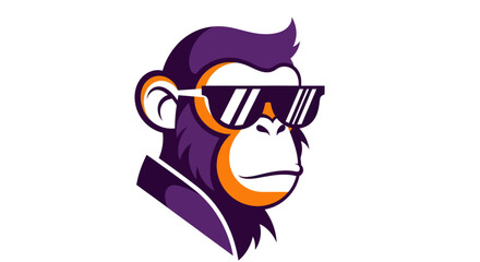 Stylized graphic of a monkey wearing sunglasses on a plain white background © Andre