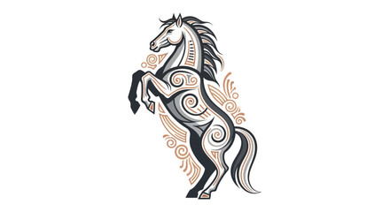 Stylized horse illustration on white background vector graphic © Andre