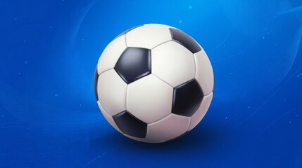 Obraz premium Soccer ball on blue background with abstract lines and space for text, vector illustration for a sports banner or poster template, ideal for a football match or championship game.
