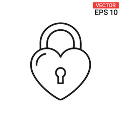 A simple black outline heart-shaped lock icon on a white background