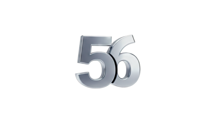 Shiny Metallic Numbers 56 on White Background