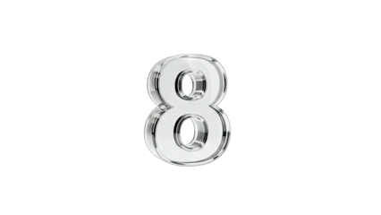 Shiny Number 8 Isolated on White Background