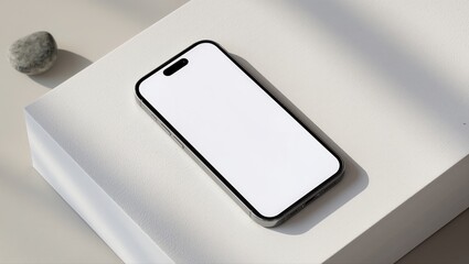 Modern smartphone placed on a minimalist surface