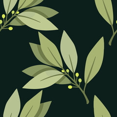 A branch of blooming laurel seamless pattern.