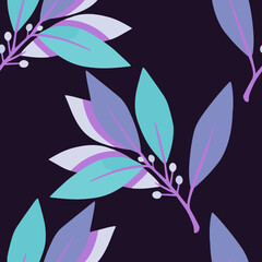 A branch of blooming laurel seamless pattern.