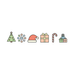 Winter Christmas Icon Collection Featuring Reindeer, Tree, Gift ,bell and Snowflake and more