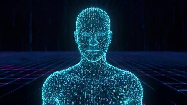 Abstract blue and gold hexagonal pattern with glowing circle and particles on a dark background