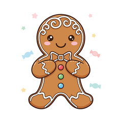 Cute Gingerbread Man Cookie &ndash; Isolated Holiday Treat