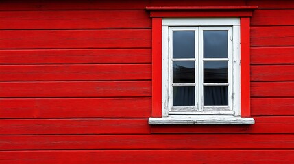 Obraz premium Red house window detail.
