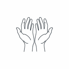 Outlined hands in a gesture of prayer or offering.