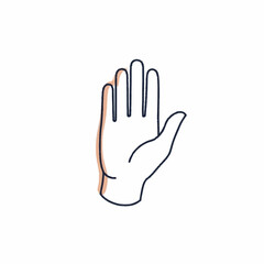 Fototapeta premium Simple line art illustration of an open human hand.