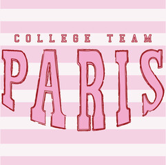 pink stripe paris slogan varsity print collage text typography font vintage tshirt print  © sevde