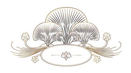 Elegant Art Deco-style illustration featuring ornate, stylized floral and geometric details