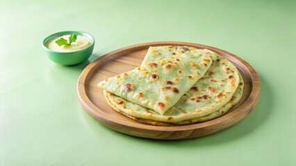 Aloo Paratha on a wooden plate