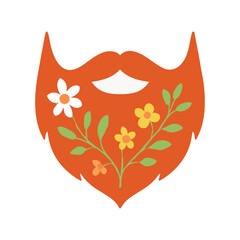 A colorful beard design featuring flowers and a clean modern aesthetic