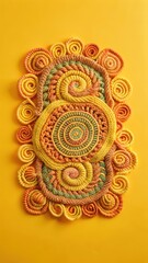 Intricate knitted doodle with colorful and swirling patterns